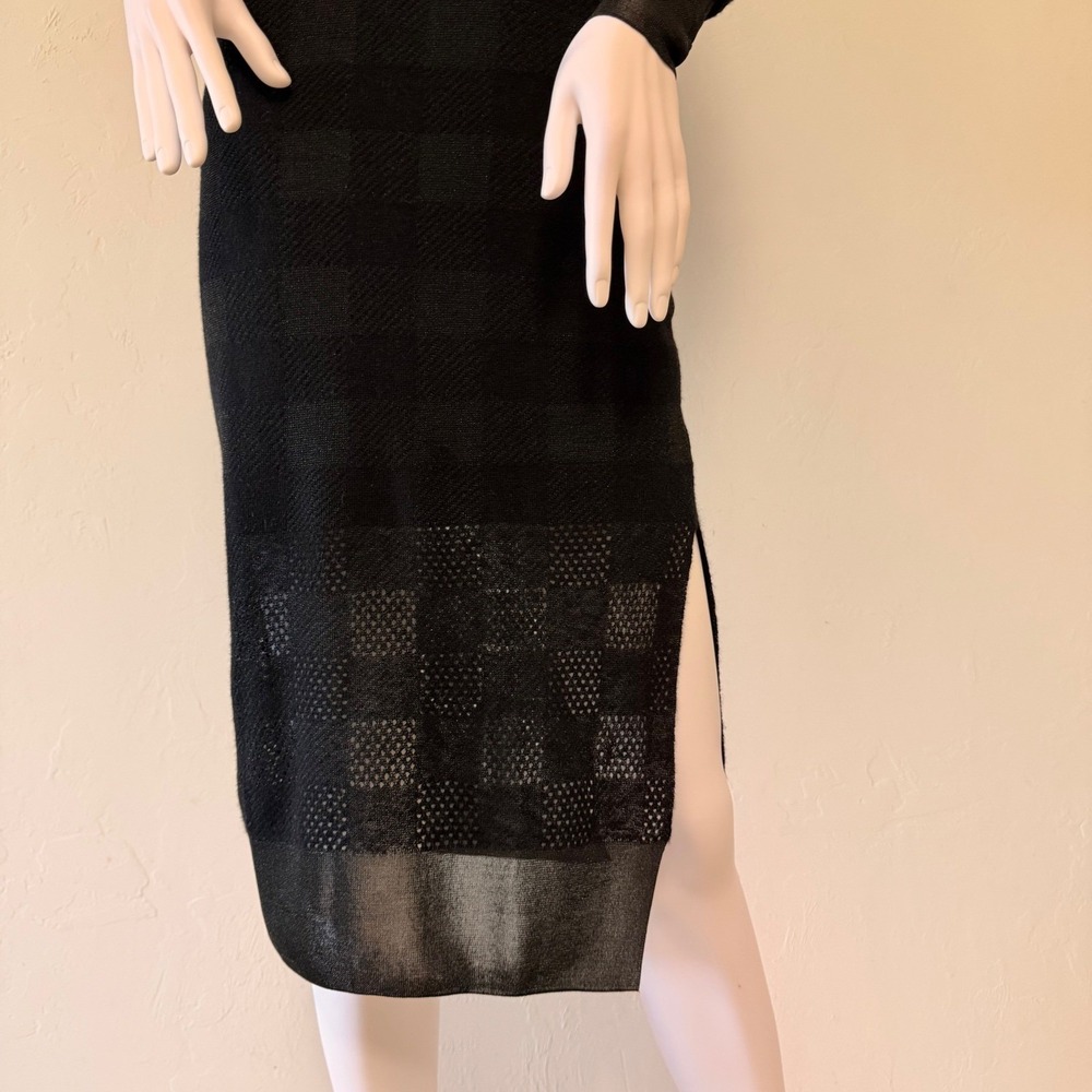 Rag & Bone Women's Black Alpaca Wool Pointelle Mesh Knit Midi Dress Size XXS - Picture 3 of 12